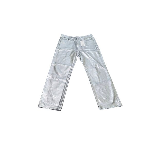 ✨ MNG by Mango Metallic Silver Wide-Leg Jeans – Size US 8 / EU 40 – NWT - Picture 2 of 13